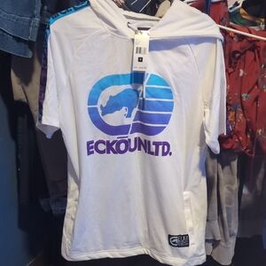 Ecko Unlimited White and Blue Graphic Tee